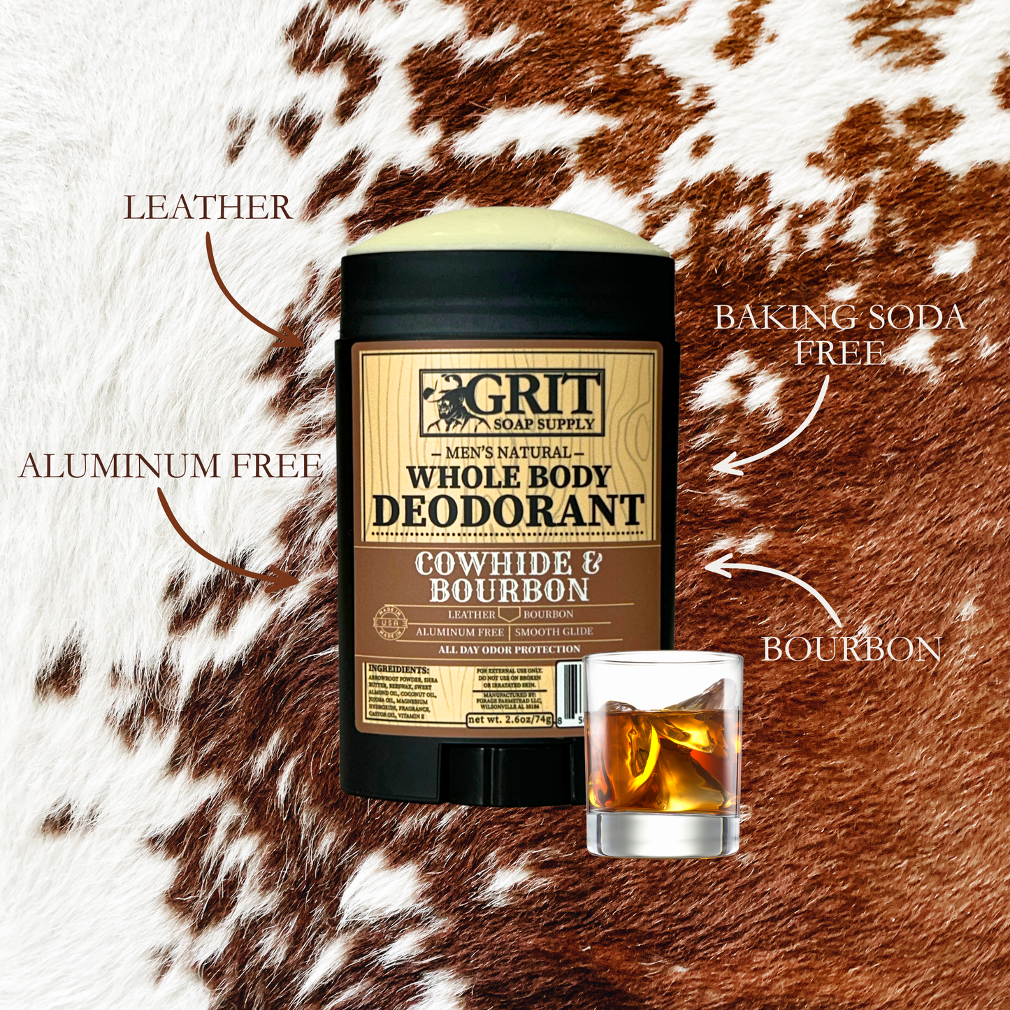 Cowhide & Bourbon Whole Body Deodorant