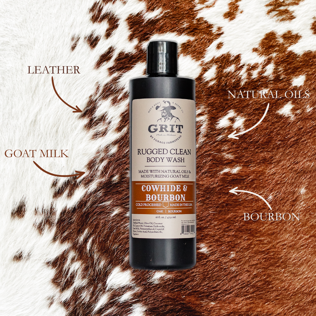 Cowhide & Bourbon Goat Milk Body Wash - 16 oz